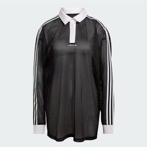 adidas Black & White Mesh Long-Sleeve Polo Dress